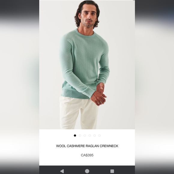 PATRICK ASSARAF Wool Cashmere Raglan Crewneck in Seafoam Green size S - Picture 2 of 4